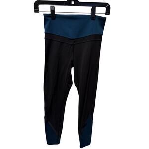 Athleta Elevation 7/8 Tights – PowerVita – Black & Dark Teal – Size Small